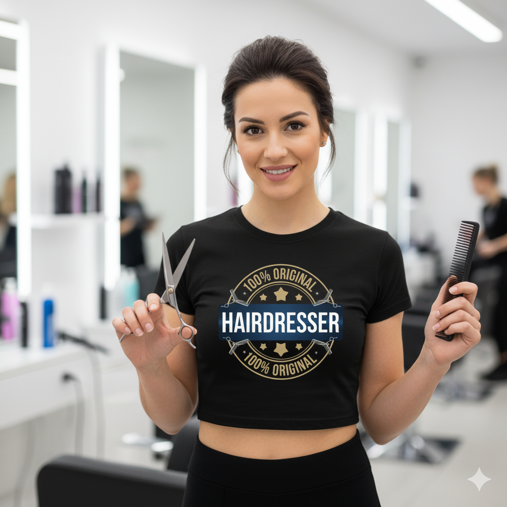 100% hairdresser crop top womans jt